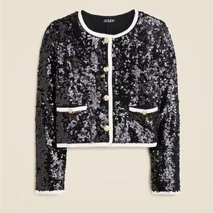 J. Crew Black Sequin Blazer with Gold Accents